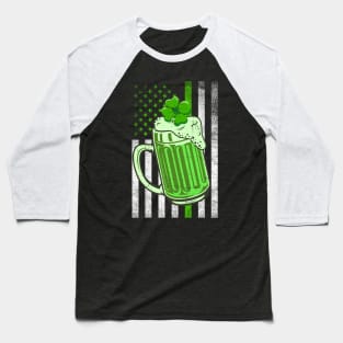 Shamrock Beer America Flag St. Patrick's Day Baseball T-Shirt